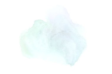 Beyaz üzerine izole edilmiş, sıvı bir kova boyası ile soyut suluboya arka plan görüntüsü. Mavi ve turkuaz pastel tonları
