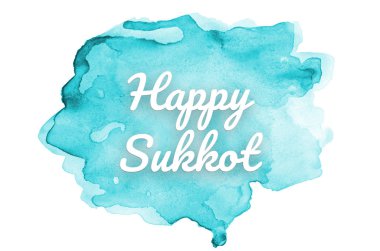 Kova boyası sıvı bir sıçrama ile soyut suluboya arka plan görüntüsü. Açık mavi tonları. Mutlu Sukkot