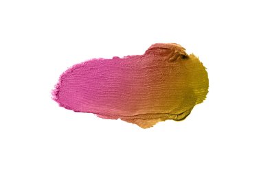 Smear ve ruj veya akrilik boya beyaz arka plan üzerinde izole doku. Bronz renk