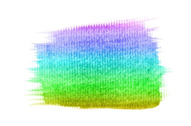 Beyaz üzerine izole edilmiş, sıvı bir kova boyası ile soyut suluboya arka plan görüntüsü. Gökkuşağı tonları