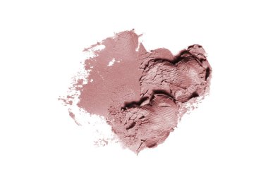 Smear ve ruj veya akrilik boya beyaz arka plan üzerinde izole doku. Lipgloss veya sıvı oje leke örneği inme. Güzellik kozmetik tasarım için eleman. Koyu kırmızı renk