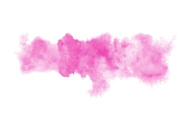 Beyaz üzerine izole edilmiş, sıvı bir kova boyası ile soyut suluboya arka plan görüntüsü. Pembe tonları