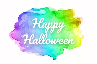 Abstract watercolor background image with a liquid splatter of aquarelle paint. Rainbow tones. Happy halloween