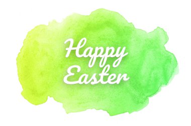 Kova boyası sıvı bir sıçrama ile soyut suluboya arka plan görüntüsü. Yeşil ve sarı pastel tonları. Mutlu paskalya
