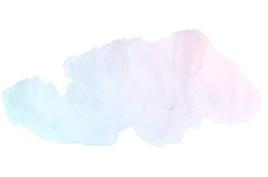 Beyaz üzerine izole edilmiş, sıvı bir kova boyası ile soyut suluboya arka plan görüntüsü. Pembe ve mavi pastel tonları