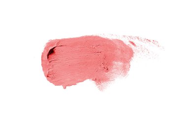 Smear ve ruj veya akrilik boya beyaz arka plan üzerinde izole doku. Kırmızı renk