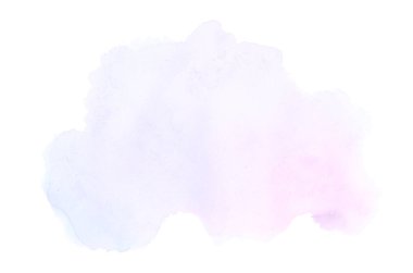 Beyaz üzerine izole edilmiş, sıvı bir kova boyası ile soyut suluboya arka plan görüntüsü. Pembe ve mavi pastel tonları