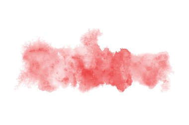 Aquarelle boya, üzerinde beyaz izole bir sıvı sıçrama ile suluboya arka plan görüntüsü. Kırmızı tonları