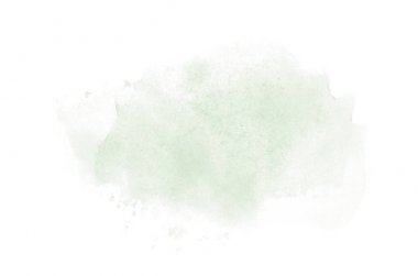 Beyaz üzerine izole edilmiş, sıvı bir kova boyası ile soyut suluboya arka plan görüntüsü. Koyu yeşil tonları