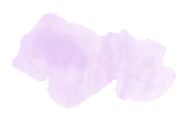 Beyaz üzerine izole edilmiş, sıvı bir kova boyası ile soyut suluboya arka plan görüntüsü. Mor tonları