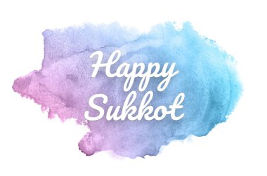 Kova boyası sıvı bir sıçrama ile soyut suluboya arka plan görüntüsü. Pembe ve mavi pastel tonları. Mutlu Sukkot