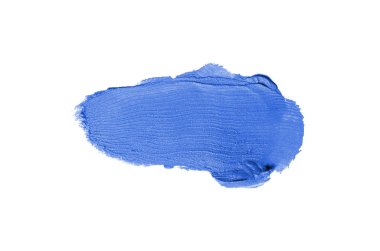 Smear ve ruj veya akrilik boya beyaz arka plan üzerinde izole doku. Lipgloss veya sıvı oje leke örneği inme. Güzellik kozmetik tasarım için eleman. Mavi renk