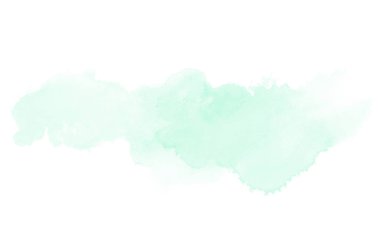 Beyaz üzerine izole edilmiş, sıvı bir kova boyası ile soyut suluboya arka plan görüntüsü. Turkuaz tonları