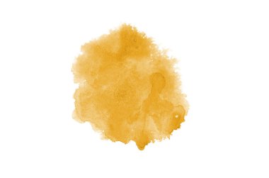 Beyaz üzerine izole edilmiş, sıvı bir kova boyası ile soyut suluboya arka plan görüntüsü. Açık turuncu tonları