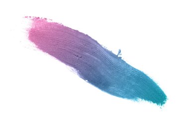 Smear ve ruj veya akrilik boya beyaz arka plan üzerinde izole doku. Mor mavi renk