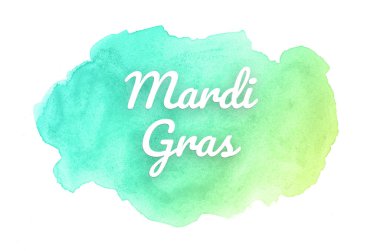 Kova boyası sıvı bir sıçrama ile soyut suluboya arka plan görüntüsü. Yeşil ve sarı pastel tonları. Mardi gras