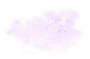 Beyaz üzerine izole edilmiş, sıvı bir kova boyası ile soyut suluboya arka plan görüntüsü. Mor tonları