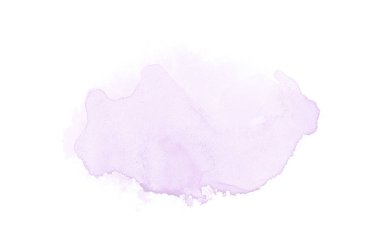Beyaz üzerine izole edilmiş, sıvı bir kova boyası ile soyut suluboya arka plan görüntüsü. Mor tonları