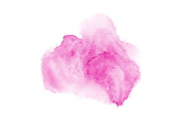 Beyaz üzerine izole edilmiş, sıvı bir kova boyası ile soyut suluboya arka plan görüntüsü. Pembe tonları