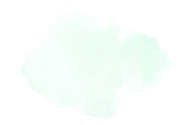 Beyaz üzerine izole edilmiş, sıvı bir kova boyası ile soyut suluboya arka plan görüntüsü. Turkuaz tonları