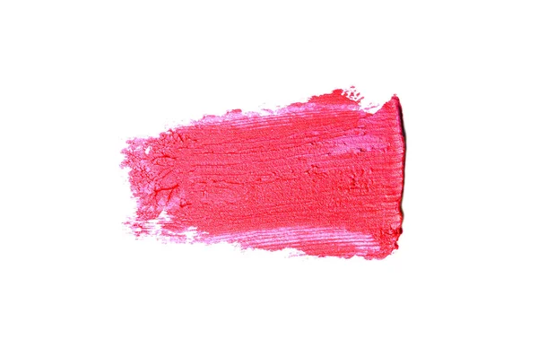 Frottis et texture de rouge à lèvres ou de peinture acrylique isolés sur du blanc — Photo