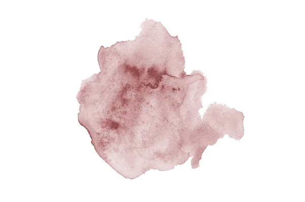 Abstrakt akvarell bakgrundsbild med en flytande splatter av akvarellfärg, isolerad på vitt. Mörkröda toner — Stockfoto