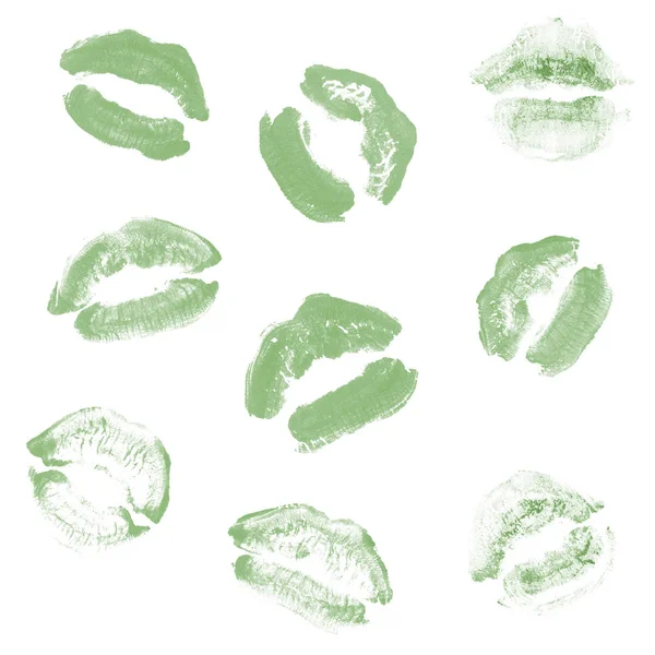 Weibliche Lippen Lippenstift-Kuss-Print-Set für den Valentinstag isoliert o — Stockfoto