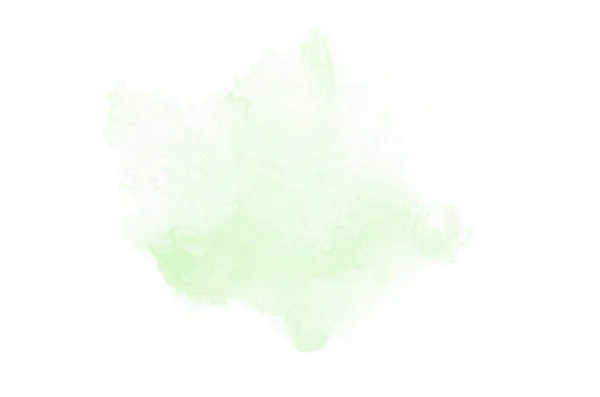 Abstract watercolor background image with a liquid splatter of aquarelle paint, isolated on white. Green tones — Stock Photo, Image