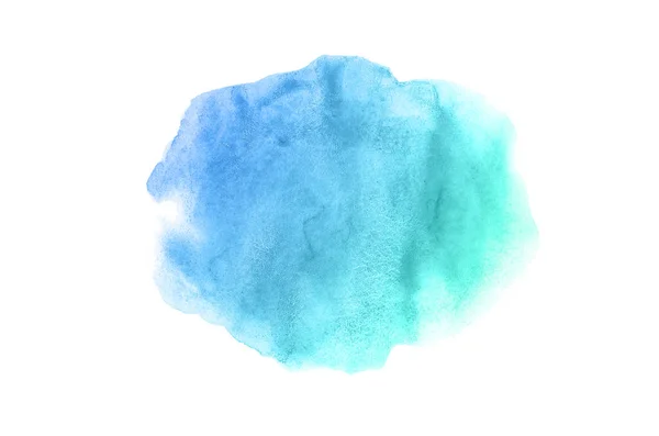 Astratto acquerello immagine di sfondo con uno schizzo liquido di vernice acquerello, isolato su bianco. toni pastello blu e turchese — Foto Stock