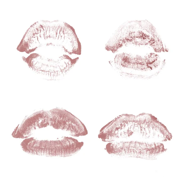 Vrouwelijke lippen lipstick kiss print set voor Valentijn dag geïsoleerd o — Stockfoto