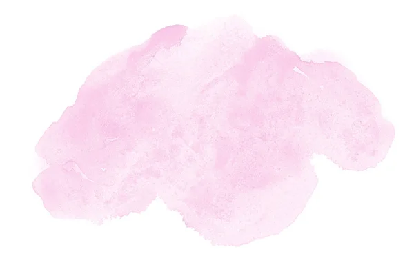 Abstrakt akvarell bakgrundsbild med en flytande splatter av akvarellfärg, isolerad på vitt. Rosa toner — Stockfoto