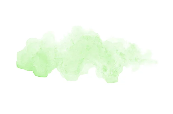 Imagem de fundo aquarela abstrata com um respingo líquido de tinta aquarelle, isolado em branco. Tons verdes — Fotografia de Stock