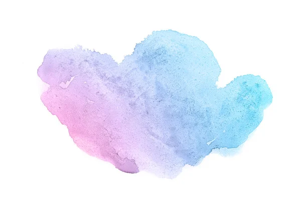 Image abstraite de fond aquarelle avec une éclaboussure liquide de peinture aquarelle, isolée sur blanc. tons pastel rose et bleu — Photo