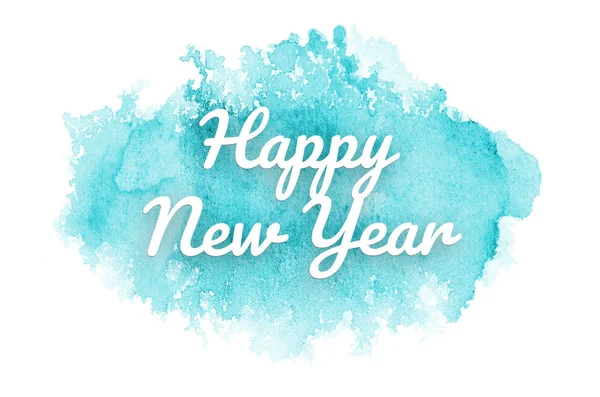 Abstract watercolor background image with a liquid splatter of aquarelle paint. Light blue tones. Happy New Year — Stockfoto