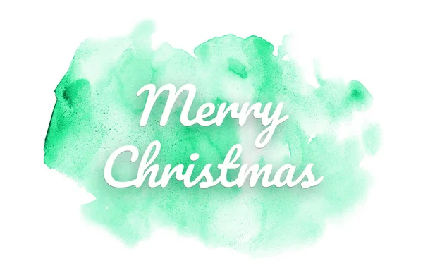Abstract watercolor background image with a liquid splatter of aquarelle paint. Turquoise tones. Merry Christmas — Stock Photo, Image