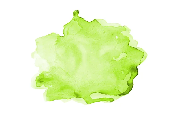 Абстрактное акварельное фоновое изображение с жидкими брызгами акварельной краски, выделенной на белом. Светло-зелёные тона — стоковое фото