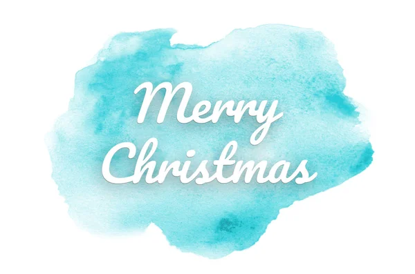 Imagem de fundo aquarela abstrata com um respingo líquido de tinta aquarelle. Tons azuis claros. Feliz Natal! — Fotografia de Stock