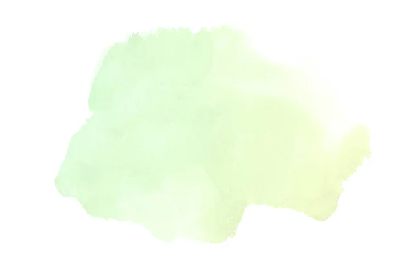 Abstract watercolor background image with a liquid splatter of aquarelle paint, isolated on white.Green and yellow pastel tones — Stock Photo, Image