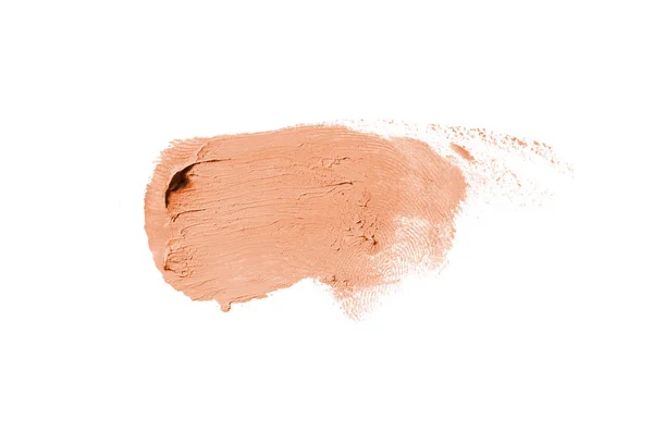 Abstrich und Textur von Lippenstift oder Acrylfarbe isoliert auf weißem Hintergrund. orange Farbe — Stockfoto