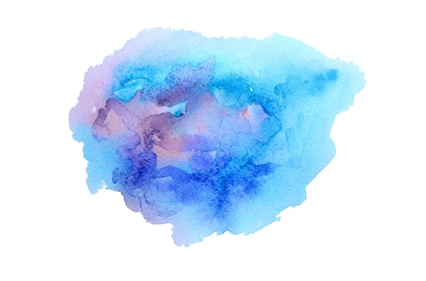 Imagen de fondo de acuarela abstracta con una salpicadura líquida de pintura acuarela, aislada en blanco. Tonos fríos — Foto de Stock