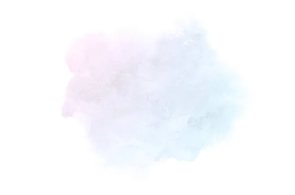 Imagem de fundo aquarela abstrata com um respingo líquido de tinta aquarelle, isolado em branco. Tons pastel rosa e azul — Fotografia de Stock