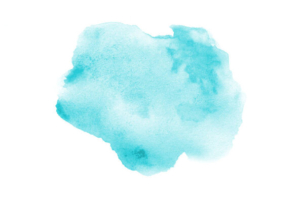 Image abstraite de fond aquarelle avec une éclaboussure liquide de peinture aquarelle, isolée sur blanc. tons bleu clair — Photo