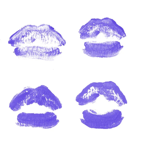 Vrouwelijke lippen lipstick kiss print set voor Valentijn dag geïsoleerd o — Stockfoto