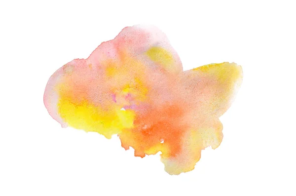 Абстрактное акварельное фоновое изображение с жидкими брызгами акварельной краски, выделенной на белом. Теплые тона — стоковое фото