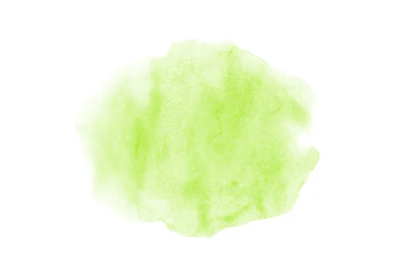 白に隔離されたアクアレル塗料の液体スプラッタを持つ抽象的な水彩の背景画像。グリーントーン — ストック写真