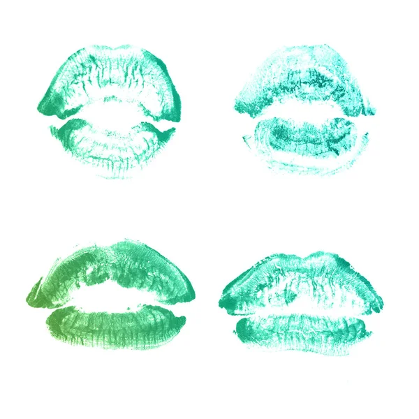 Vrouwelijke lippen lipstick kiss print set voor Valentijn dag geïsoleerd o — Stockfoto