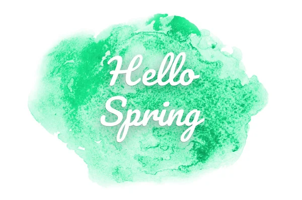 Abstract watercolor background image with a liquid splatter of aquarelle paint. Turquoise tones. Hello spring — Stock Photo, Image