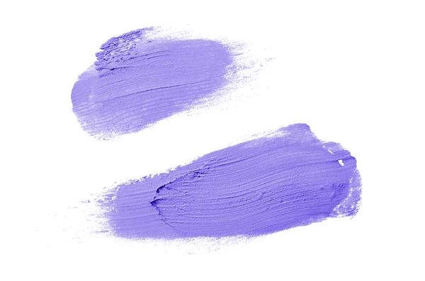 Smear en textuur van lippenstift of acrylverf geïsoleerd op witte achtergrond. Violet kleur — Stockfoto