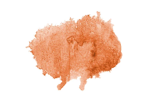 Abstrakt akvarell bakgrundsbild med en flytande splatter av akvarellfärg, isolerad på vitt. Orange toner — Stockfoto
