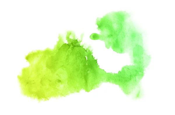 Abstract aquarel achtergrondafbeelding met een vloeibare Splatter van Aquarelle verf, geïsoleerd op wit. Groene en gele pasteltinten — Stockfoto